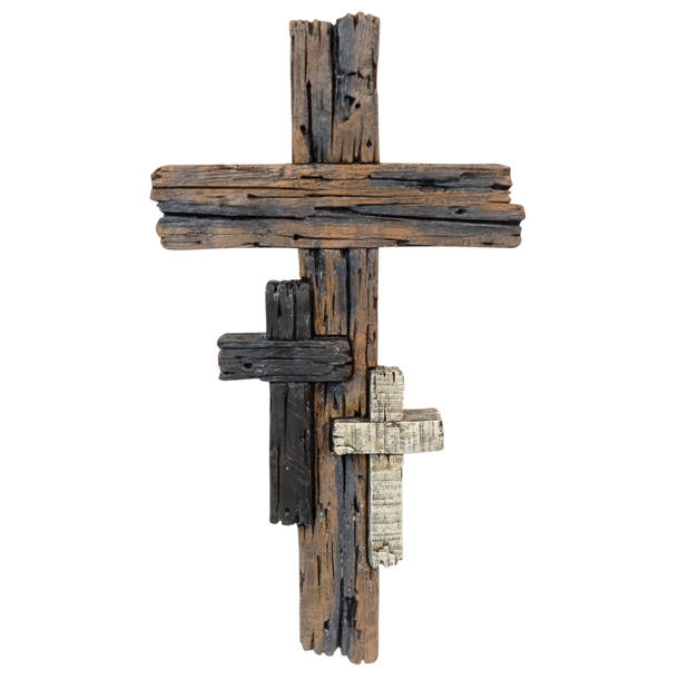 Trinx Polyresin Faux Driftwood Hanging Wall Cross Wayfair